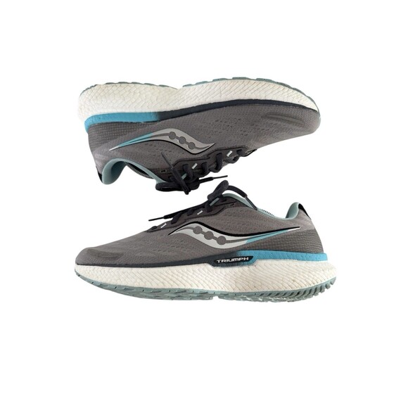 Saucony Triumph 19 Running Shoes Sneakers Womens Size 10 Gray Blue Athletic Gym - Picture 6 of 9